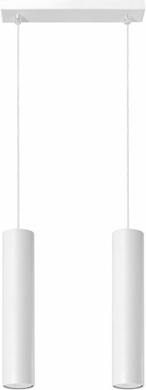 Pendelleuchte weiß Metall Hängeleuchte Wohnzimmer Beleuchtung Zylinder Hängelampe, aus Stahl, 2x GU10, LxBxH 30x8x130 cm