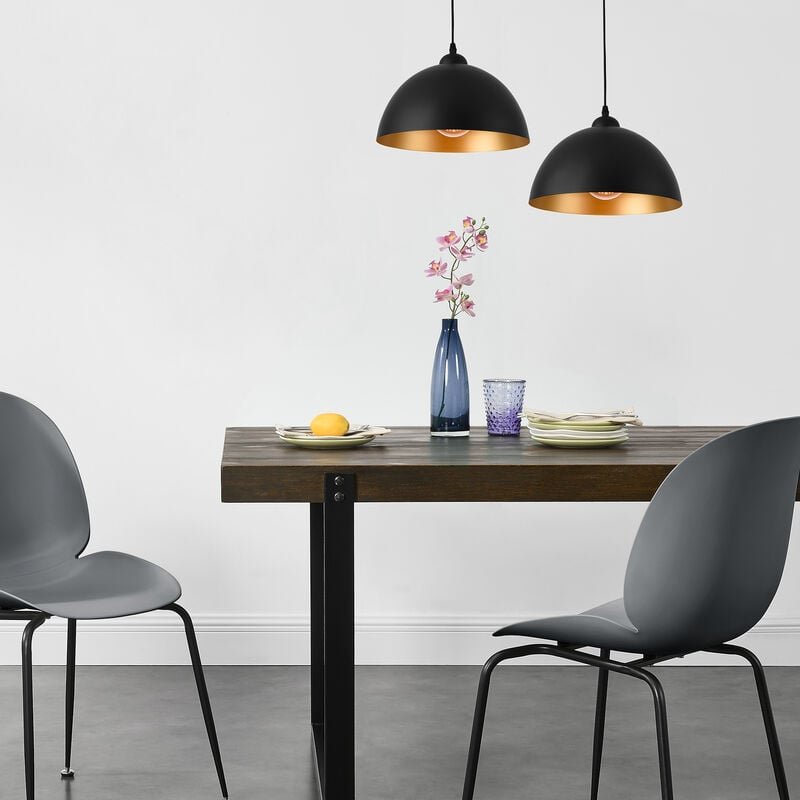 2er-Set Hängeleuchte Toulon E27 Metall Schwarz/Gold Lux.pro