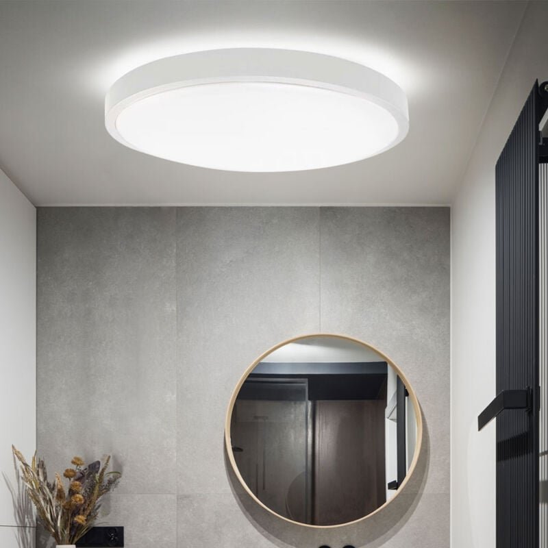 Deckenlampe Deckenleuchte Badezimmerleuchte Wohnzimmerlampe Flurleuchte Schlafzimmerlampe, Kunststoff weiß, IP44, 1x LED...