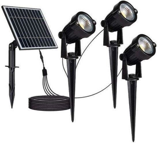 31,2W led Gartenstrahler mit Erdspieß und Solarpanel, Schwarz, Warmweiß, IP65 - V-tac