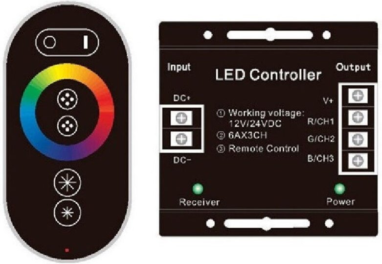 Thumbnail - Trade Shop Traesio - Trade Shop - rgb-led-controller mit touch-fernbedienung 12-V-LED-STREIFEN-STEUEREINHEIT -