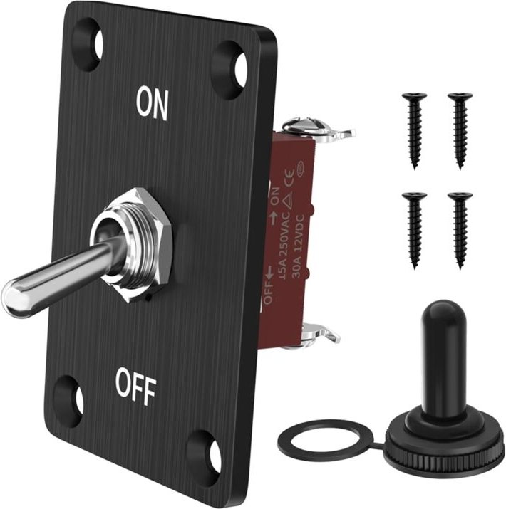 Tlily - Hochleistungs-Kippschalter, 12 v dc, 30 a, Wasserdicht, 2-Polig, EIN/Aus, spst mit Montageplatte für Auto, Boot