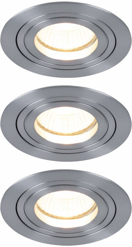Paulmann - Hochwertiges 3er Set Einbau Lampen rund Alu gebürstet Spot Küchen Lampen 926.26