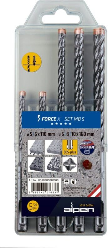 FP - Alpen ds+ force x mb 5 0080500005100 Beton-Spiralbohrer-Set 5teilig 1 St.