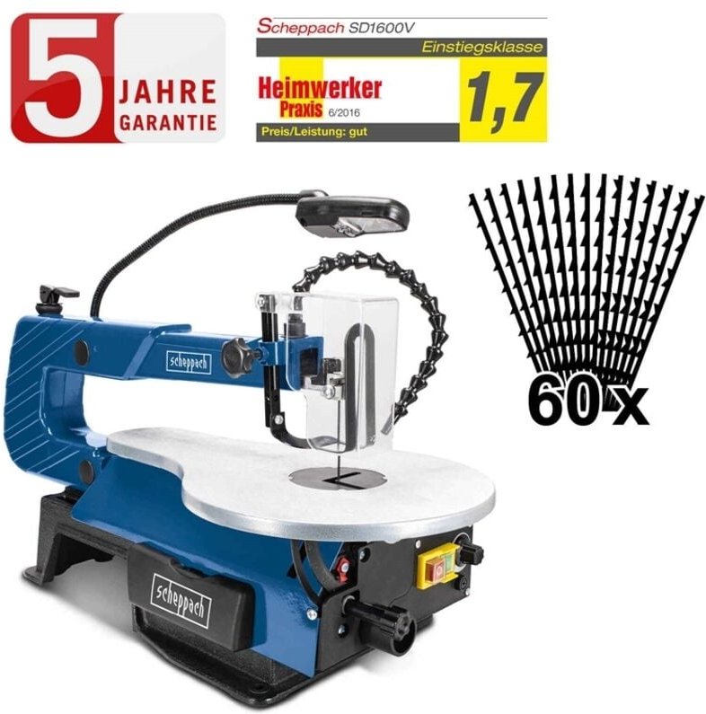 Dekupiersäge SD1600V 406 mm variable Drehzahl + 60 Sägeblätter - Scheppach