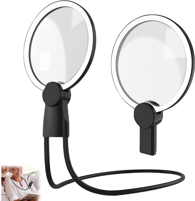 Leselupe mit Licht: Leselupe für Senioren, freihändige Lupe mit Ständer und einstellbarer Helligkeit, sanfte Leselampe f...