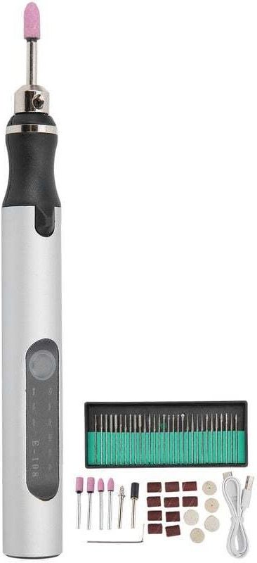Jeffergarden Micro graveur électrique stylo Mini bricolage Vibro gravure trousse à outils accessoires de retrait d'ongle...