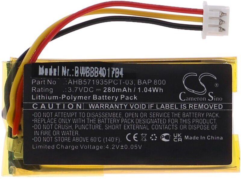 vhbw Akku Ersatz für Sennheiser CP-SN800, BAP 800 für Stereoverstärker, Hifi-Verstärker (280 mAh, 3,7 V, Li-Polymer)