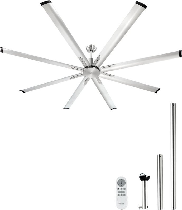 VEVOR 214 cm Deckenventilator ohne Beleuchtung, 6-Gang-Fernbedienung, 8 Flügel, umkehrbarer Gleichstrommotor, Ventilator...
