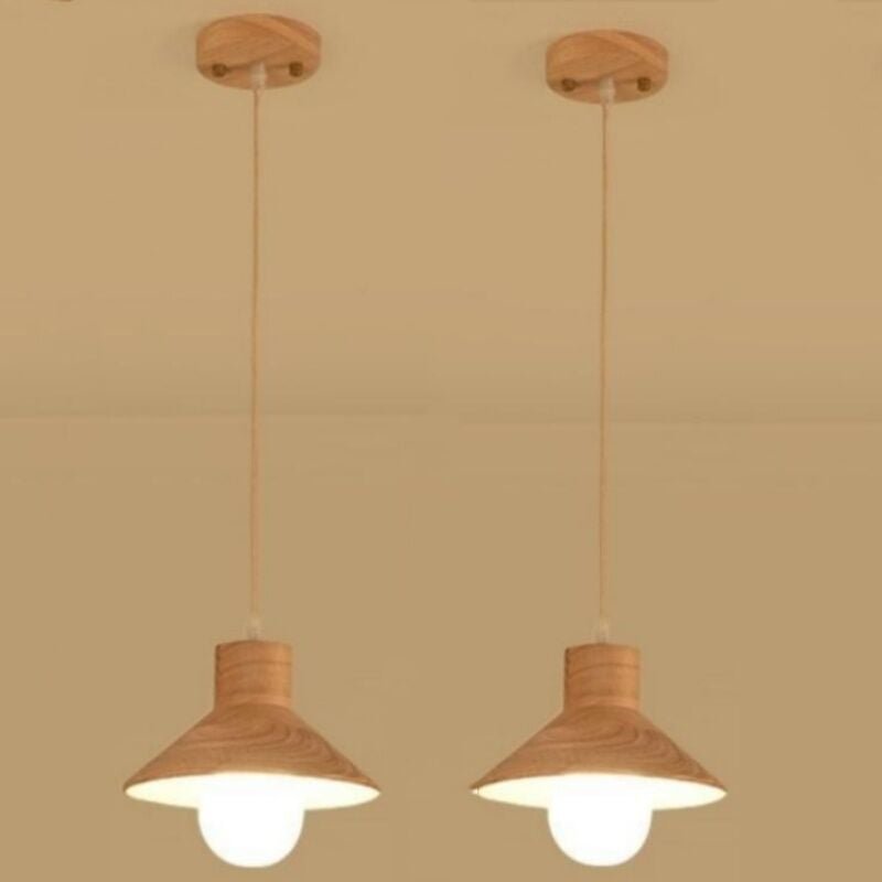 Moderne Hängeleuchte Holz Pendelleuchte Skandinavisch Deckenleuchte für Schlafzimmer Esszimmer Küche Restaurant 2 Stücke