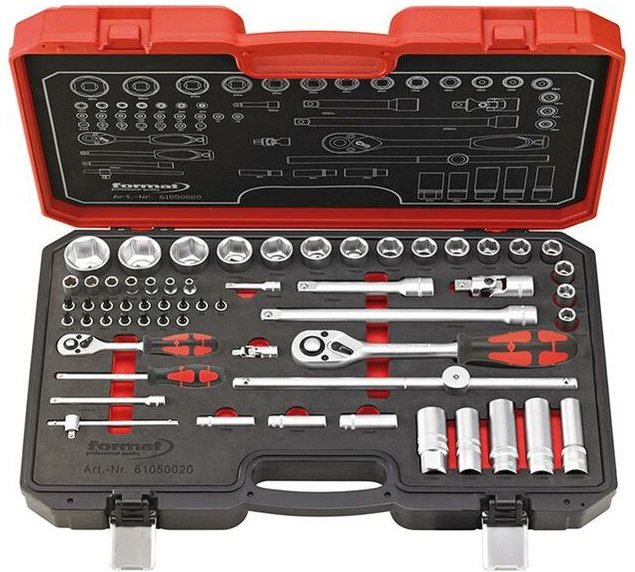 Steckschlüssel-Garnitur 1/4'+1/2' 58-teilig - Format