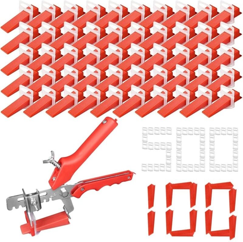 Thumbnail - 601-teiliges Fliesennivellierungsset mit 500 Fliesenkeilzangen für 2-mm-Fliesen, 100 wiederverwendbaren Fliesennivellier...