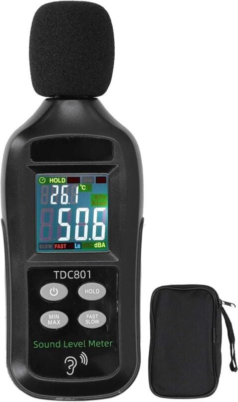 Schallpegelmesser, TDC801 Tragbarer digitaler Schallpegelmesser 35 dB-135 dB Dezibelmesser LCD-Anzeige Digitaler Schallp...