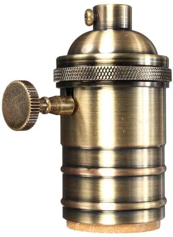 Antike E26/E27 Retro-Glühbirnenfassung aus Kupfer mit ES-Schraube aus Messing zum Ein-/Ausschalten