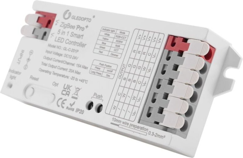 ZigBee 3.0 LED-Controller 5In1 Dimmer 12V 24V 20A rgb/rgbw/rgbcct/cct Streifenlicht Tuya Smart app