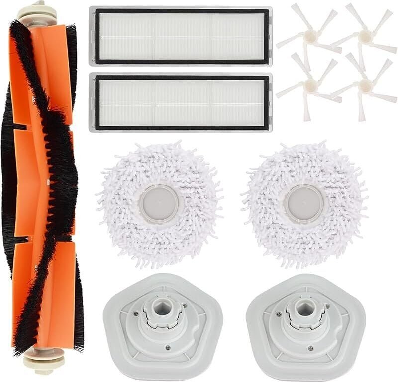 FOREHILL Ersatzteilset für Dreame Bot W10/W10 Pro Staubsauger, 1 Hauptbürste, 2 Filter, 4 Seitenbürsten, 2 Wischmopps