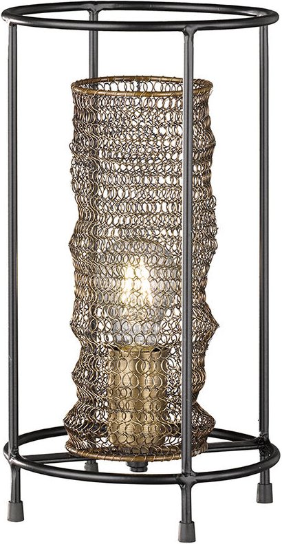 Fischer&honsel - Tischleuchte Nachttischlampe altmessing Wohnzimmer Tischlampe Leseleuchte, Schirm aus Kettengliedern, 1...