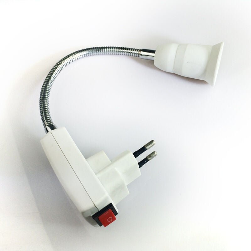 Lampe mit E27-Fassung und Schalter, EU-Steckeradapter mit 20 cm Arm, 360° verstellbar, für E27-LED-Glühbirne, Küchenlamp...