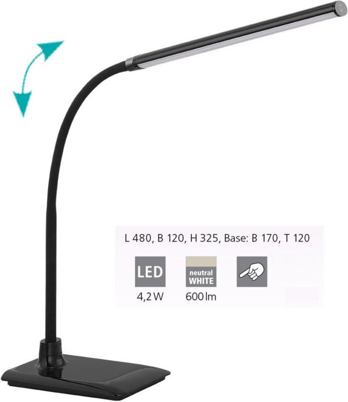 Led Tischleuchte Laroa schwarz 32,5 x 12 cm dimmbar, neutralweiß Lampen - Eglo