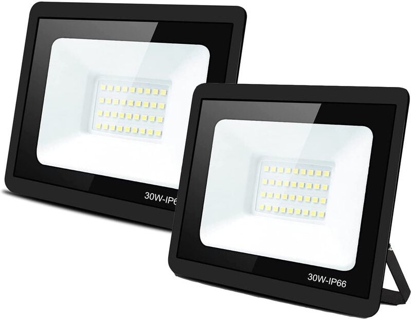 2 Stück Outdoor 30W Kaltweiß led Flutlichter, IP66 Wasserdichtes led Flutlicht für Garten Outdoor led Flutlicht