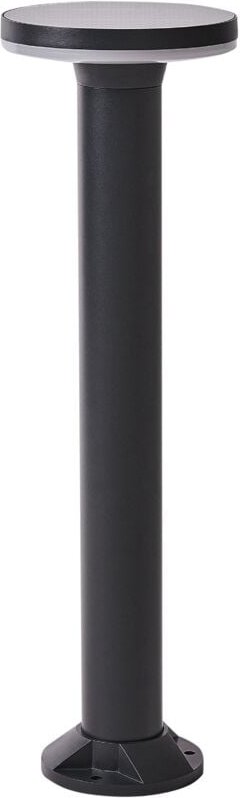 Solar LED-Pollerleuchte Schwarz Aluminium 60 cm Hoch Modern mit Montageplatte Outdoor Garten Einfahrt Beleuchtung Außenl...