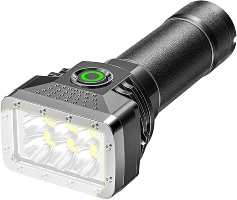 Wiederaufladbare LED-Taschenlampe, 6 LEDs, ultraheller Lichtstrahl, 4 Modi, wasserdicht, für Jagd, Notfälle und Camping.