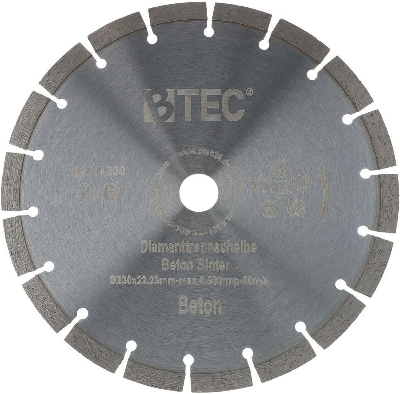 Btec - Diamanttrennscheibe Beton Sinter ø 230 mm Bohrung 22,22 mm