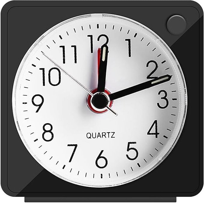 Leiser analoger Wecker, kleiner leiser Reisewecker mit Schlummerfunktion und Licht, analoger Quarzwecker für Schlafzimme...