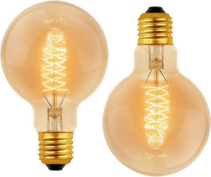 Vintage-Kugelbirne G80, E27, dimmbar, 60 W, Warmweiß 2700 K, 600 lm, Retro-Glühbirnen, Dekoration, E27, Spiral-Wolfram-G...