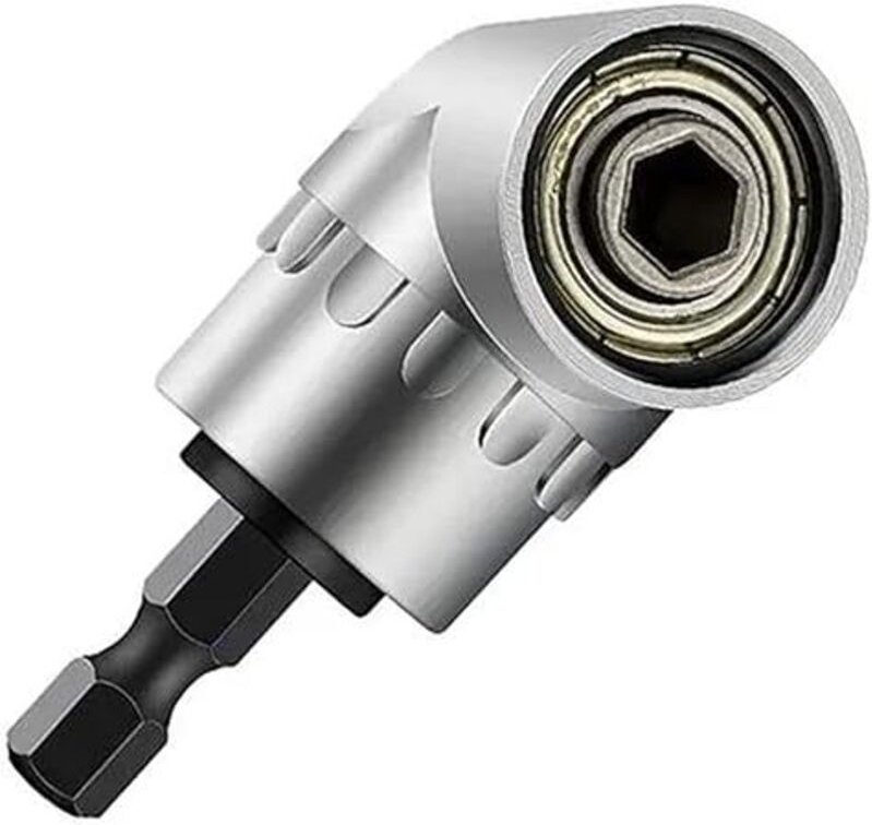 1/4 Zoll 105 Grad rechtwinkliger Bohradapter mit Sechskantschaft und abgewinkeltem Bithalter, silberfarben