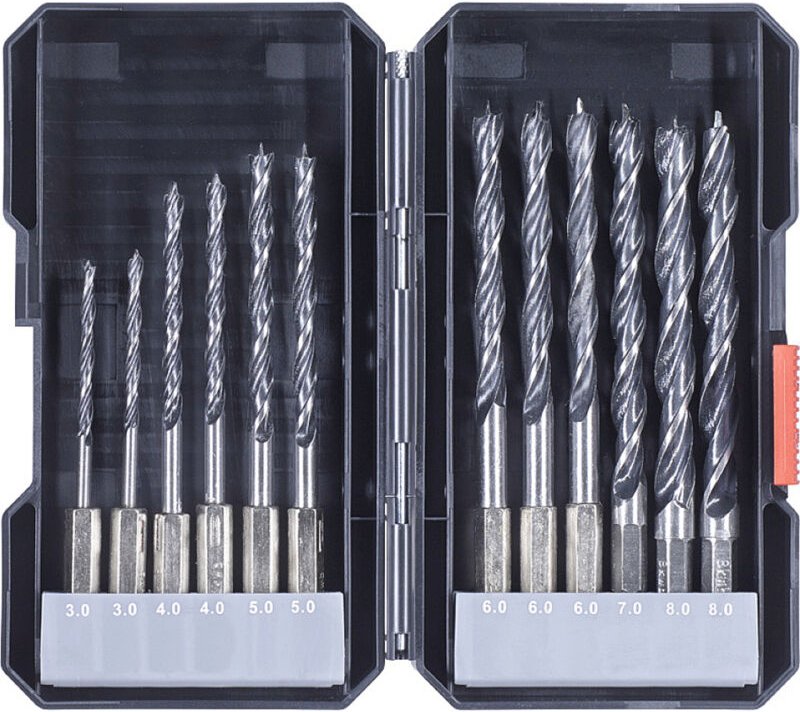 KWB - 108830 Holz-Spiralbohrer-Set 12teilig Schnellspannbohrfutter, Zahnkranzbohrfutter 12 St.