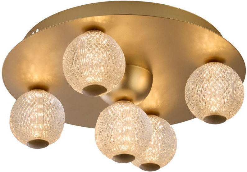 Searchlight Asteroid LED-Deckenleuchte, goldenes Metall mit transparenten Acrylkugeln