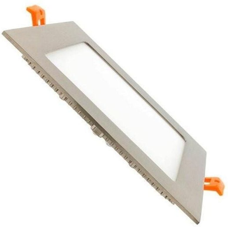 Ledkia - led Einbaustrahler flach 6W Eckig SuperSlim Ausschnitt 105x105 mm Silber 3000K Warmweiß