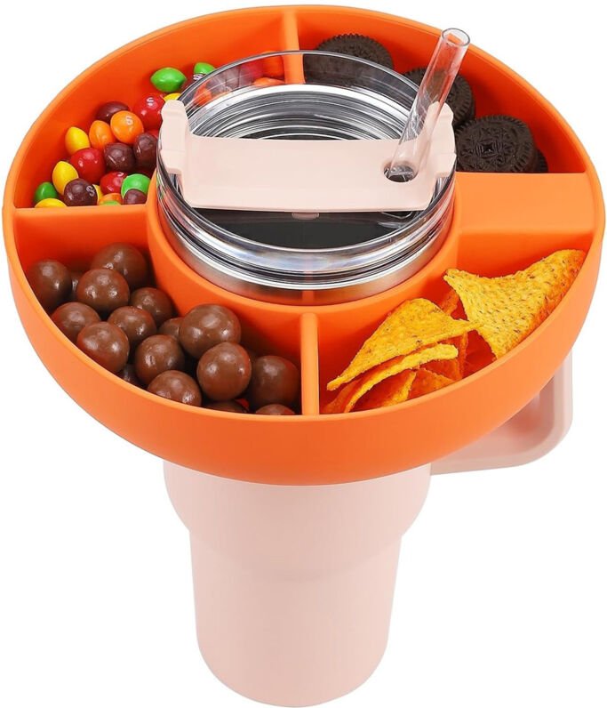 40-Unzen-Silikon-Snackschale in Stanley-Cup-Form mit Griff, wiederverwendbares Snacktablett