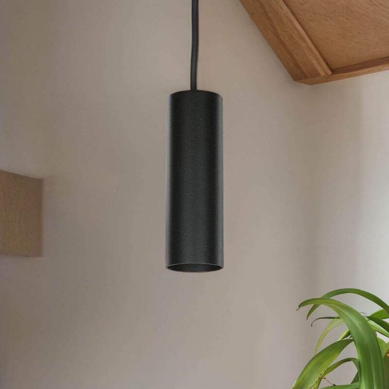 Licht-erlebnisse - Pendelleuchte Metall d: 4 cm h: max. 130 cm Schwarz GU10 rund Modern