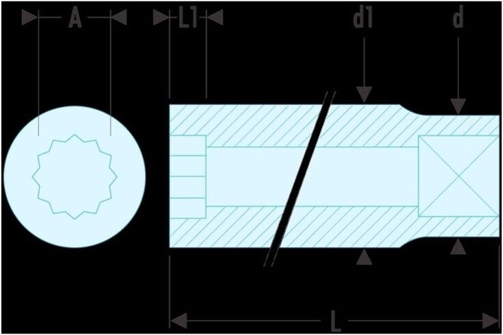 R.12E Steckschluessel 1/4'' 12-Kant 12mm - Facom