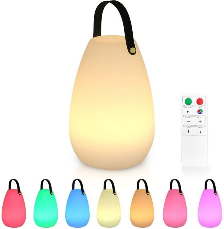 Große wiederaufladbare Batterie-Außenlampe mit Fernbedienung – dimmbare, wiederaufladbare, kabellose, wasserdichte Tisch...