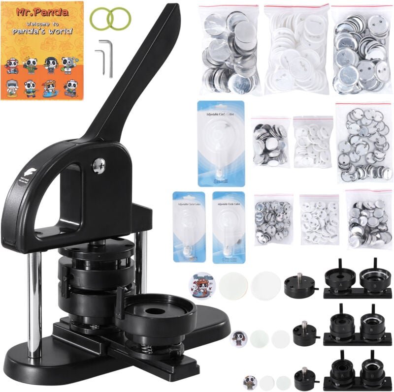 Mophorn Buttonmaschine, 1/1,25/2,28 Zoll (25/32/58 mm) 3-in-1-Pinmaker, installationsfreies Badge-Stanzpressen-Set mit 3...
