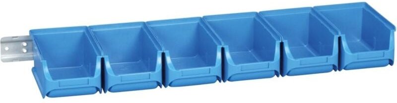 Sichtlagerkasten-Set ProfiPlus 2/7, Metallschiene mit 6 Kagerkästen Größe 2, blau - Allit
