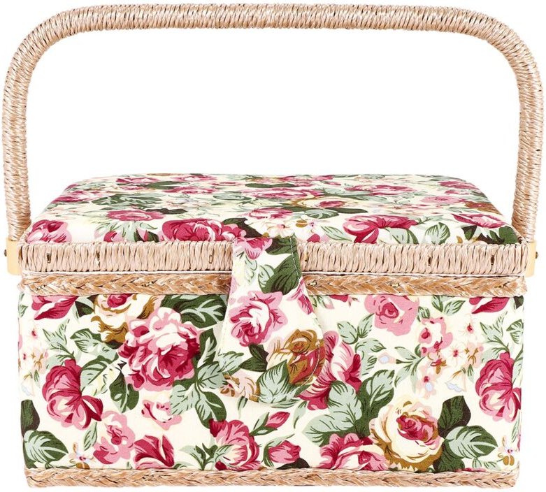 Extra großer Nähkorb, Vintage-Korb, zur Aufbewahrung von Nadeln, Fäden, Maßbändern und anderen Vorräten