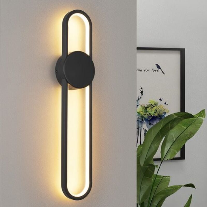 Wandlampe led Wandleuchte Innen - 12W Treppenhauslampe 60cm Schwarz Flurlampe Modern Design 3000K Warmweiß Minimalistisc...