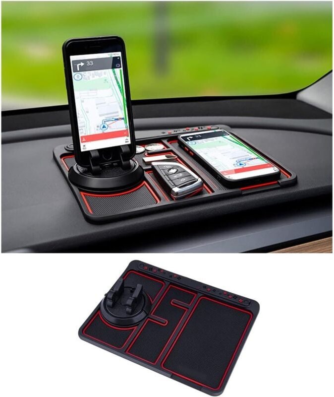 Thumbnail - Ahlsen - Rutschfeste Auto-Handymatte, 4-in-1 Auto-Armaturenbrett-Handymatte mit temporärem Nummernschild für Parkkarte, ...