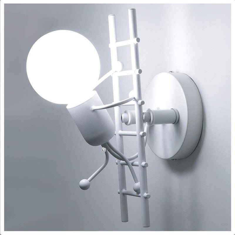 Wandleuchte Kreatives, Moderne Eisen Einfache Humanoid Wand Lampe Innen E27 Deco für Wohnzimmer Schlafzimmer Weiß Stufen...
