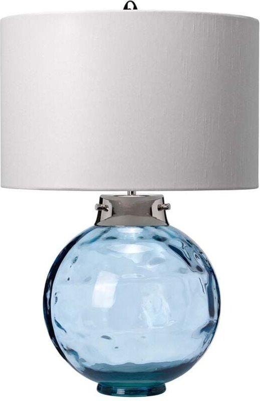 Tischleuchte Beistelllampe Nachttischleuchte Kunststeide Stahl Glas blau E27