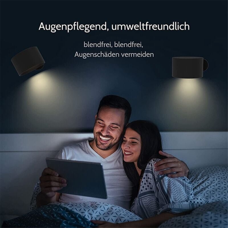 LED-Wandleuchte, wiederaufladbar, mit Fernbedienung, kabellos, für Schlafzimmer, Leselampe, Weiß