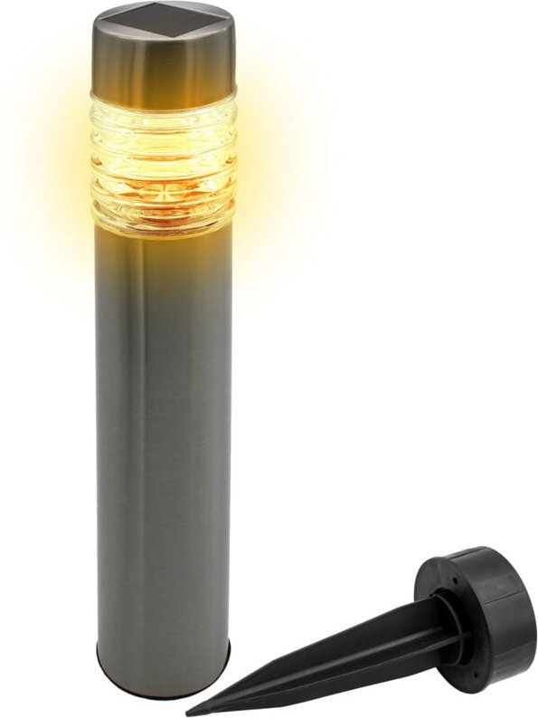 Spetebo - Edelstahl Solar Gehwegleuchte 42 x 8 cm - silber - Garten Wegeleuchte warm weiß