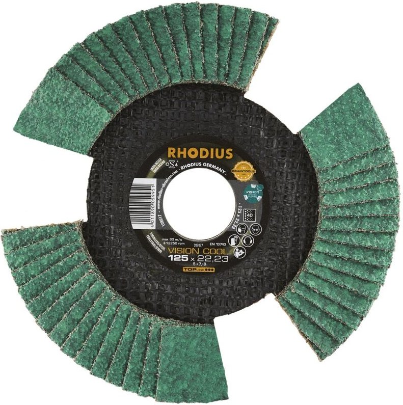 Rhodius - vision cool, 10 Stück, 125 mm, Korn 40, Fächerschleifscheibe