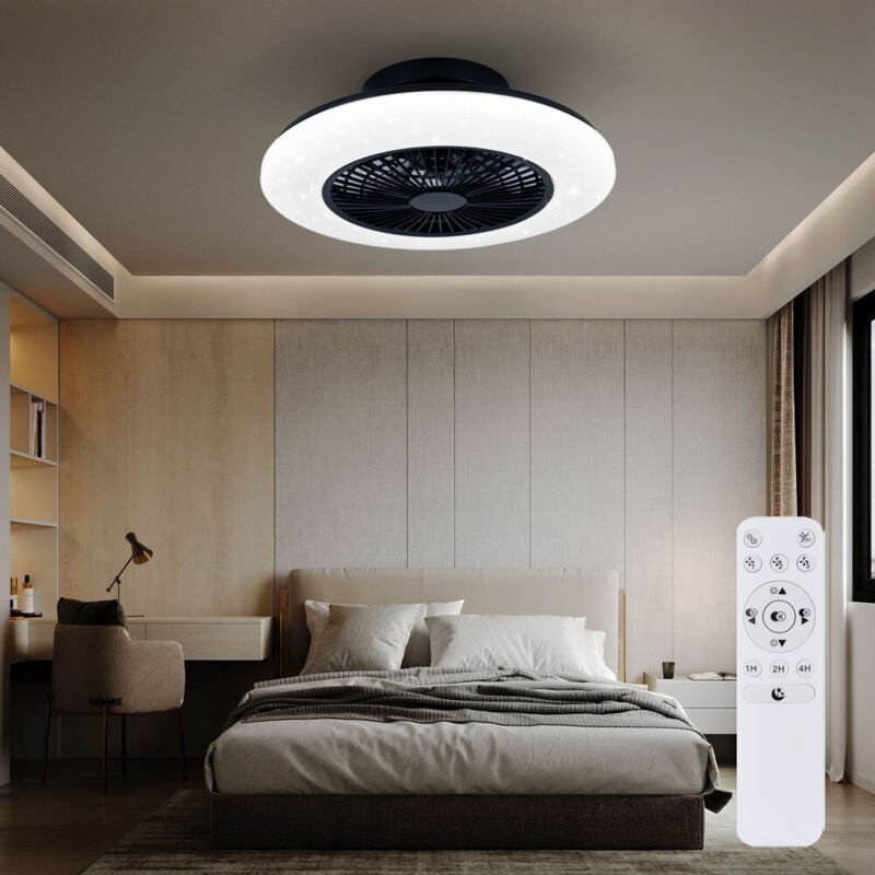Deckenventilator mit Beleuchtung und Fernbedienung leise Deckenleuchte mit Ventilator und Sterneneffekt, Dimmbar cct Nac...
