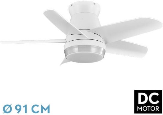 Fabrilamp - Lüfter dc neutron 24w 2400lm blanc 5 Flügel 91d 3000k,4500k,6000k, Fernbedienung+Timer+Speicher