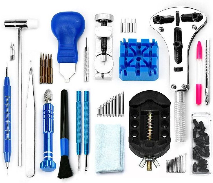 Uhrenreparaturset, 212-teiliges professionelles Federsteg-Werkzeugset, verstellbares Uhrenreparaturwerkzeug für die meis...